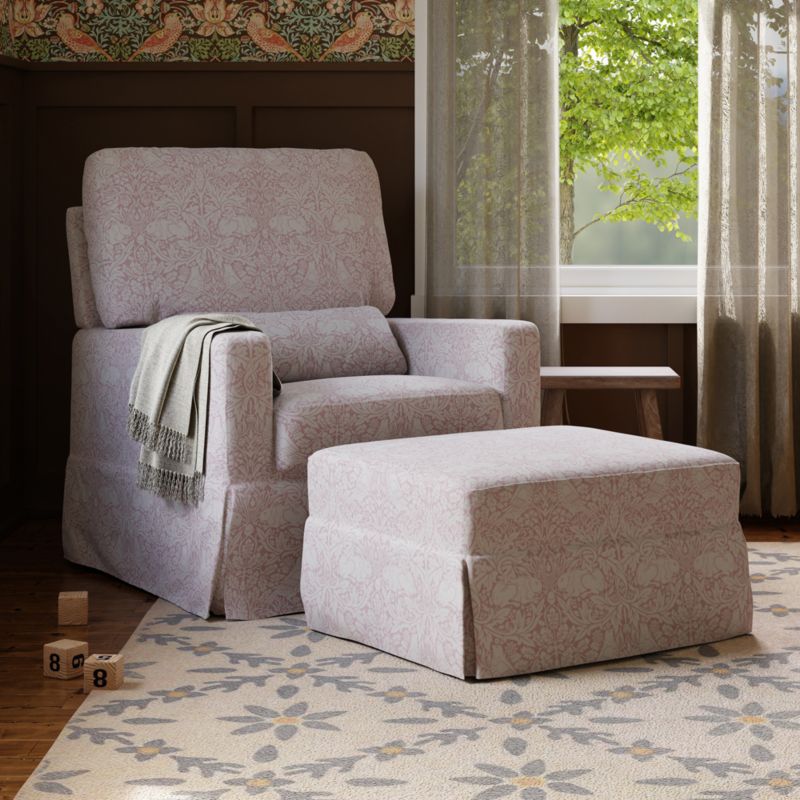 Morris & Co x Namesake Crawford Dusty Rose Floral Nursery Ottoman - image 1 of 5