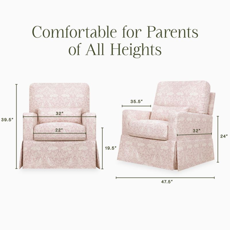 Morris & Co x Namesake Crawford Dusty Rose Floral Swivel Glider Nursery Chair - image 2 of 4