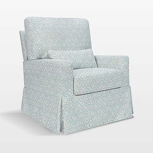 Morris & Co x Namesake Crawford Powder Blue Floral Swivel Glider Nursery Chair