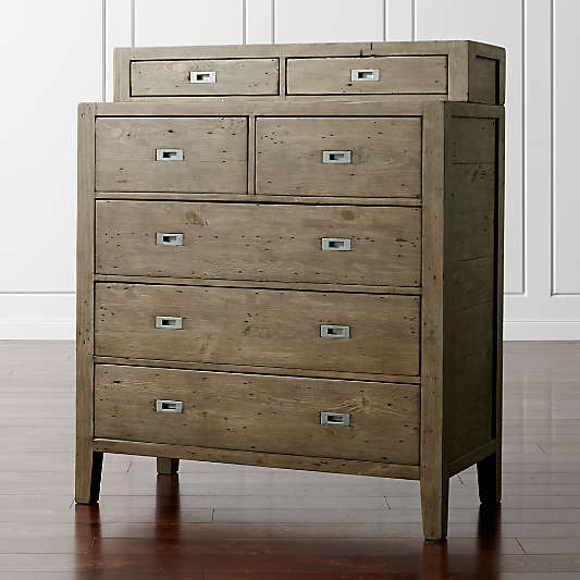 Morris Ash Grey 5-Drawer Chest with Hutch