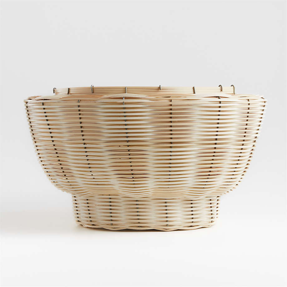 3-Tier Round Fruit Basket PVC Rattan in Natural Storage for Kitchen