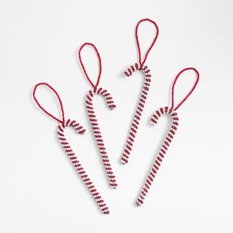 Mo's Crib Hand Beaded Candy Cane Christmas Ornaments, Set of 4 - image 0 of 1