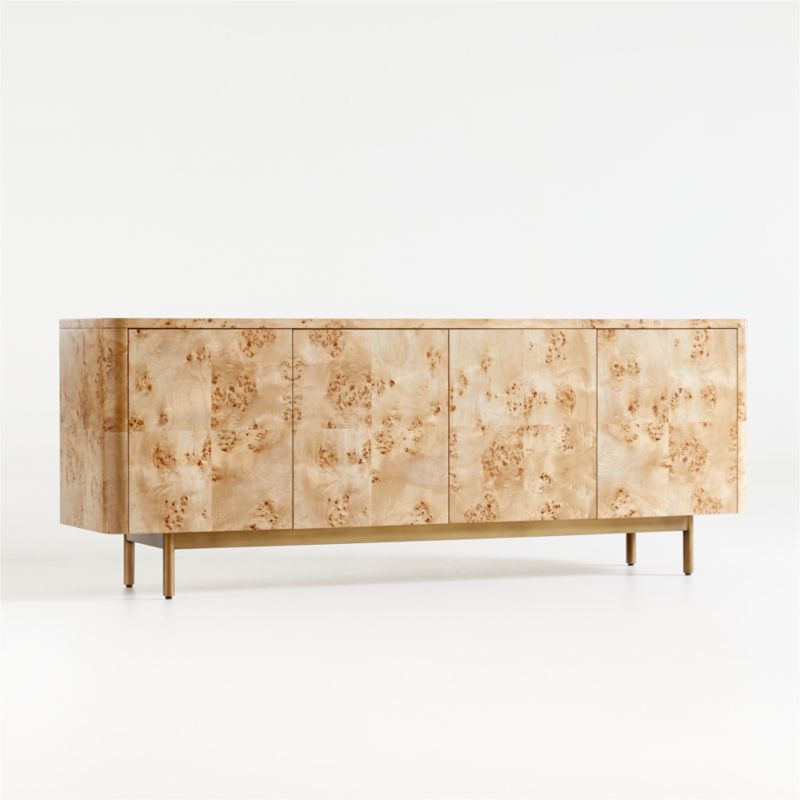 Mota Natural Burl Wood Storage Media Console