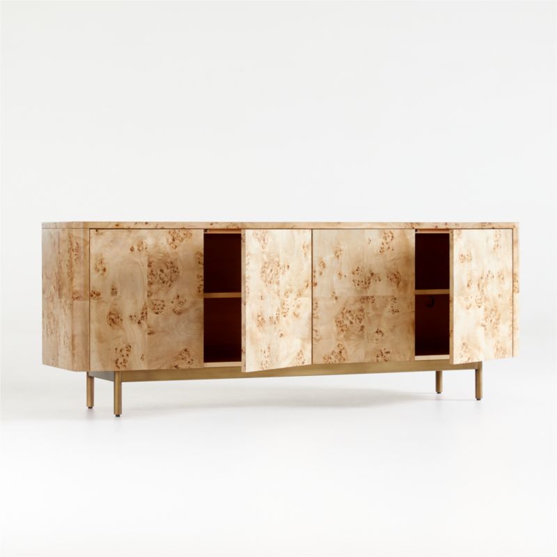 Mota Natural Burl Wood Storage Media Console