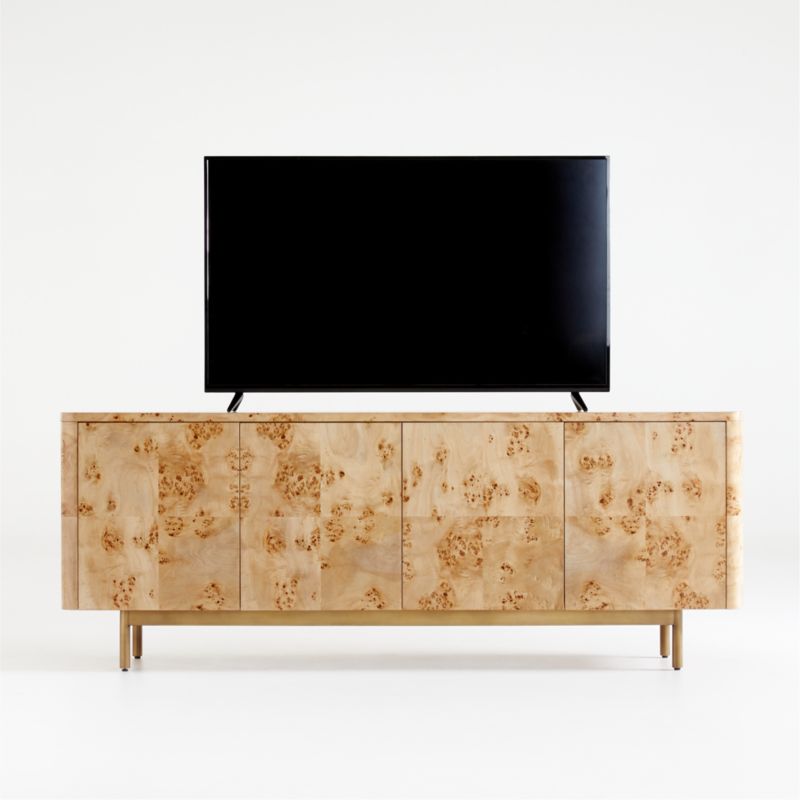 Mota Natural Burl Wood Storage Media Console