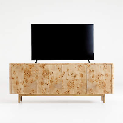 Mota 80" Natural Burl Wood Storage Media Console