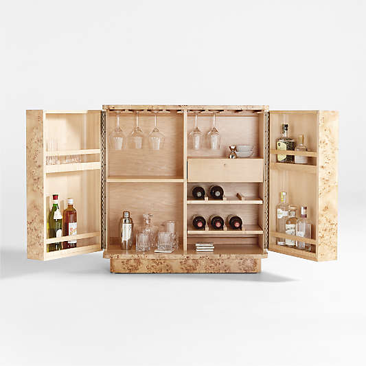 Mota Natural Burl Wood Bar Cabinet