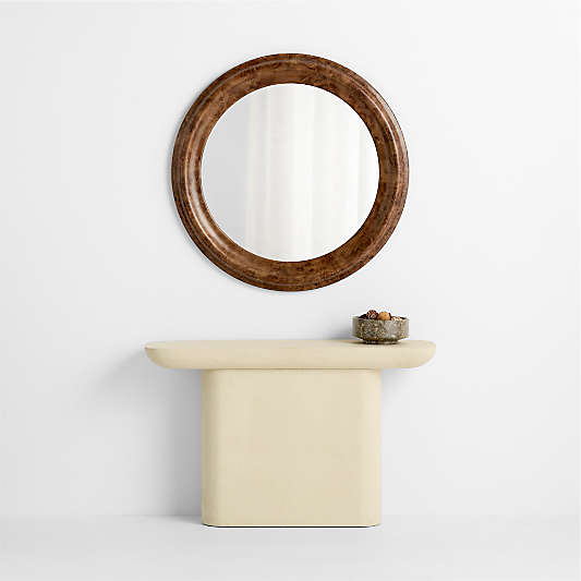 Mota Dark Burl Wood Round Wall Mirror