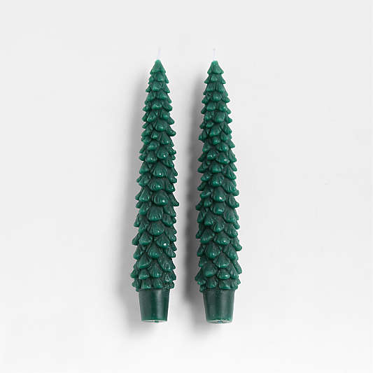 Mountain Pine Christmas Tree Taper Candles, Set of 2