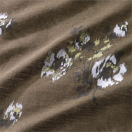 Mountain Floral Cotton Linen Burnt Green Bed Pillow Sham