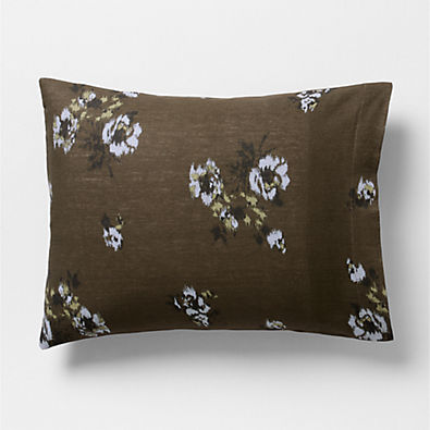 View Mountain Floral Cotton Linen Burnt Green Standard Bed Pillow Sham details