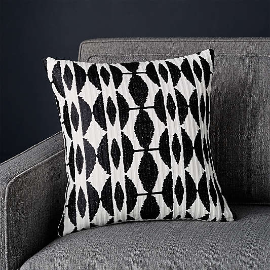 Moyano Black Patterned Pillow with Feather Insert 16"