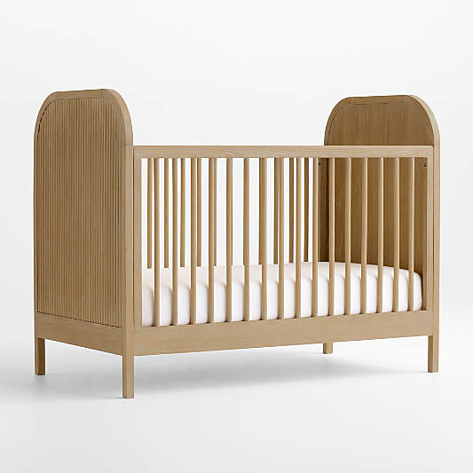Mira Cerused Natural Oak Wood Convertible Crib