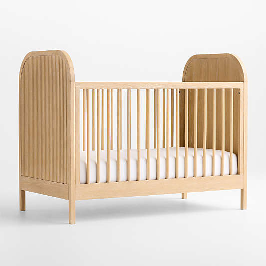 Mira Reeded Natural Oak Wood Convertible Crib