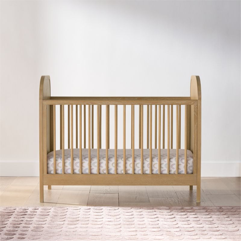 Mira Cerused Natural Oak Wood Convertible Crib - image 1 of 6