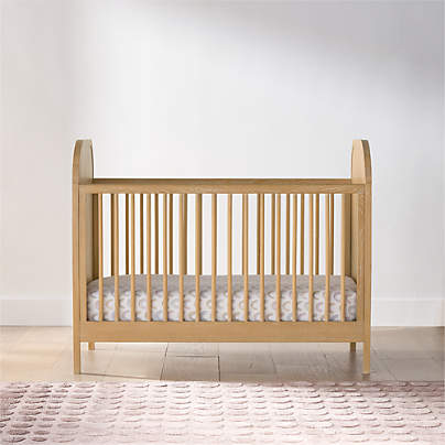 Mira Cerused Natural Oak Wood Convertible Crib