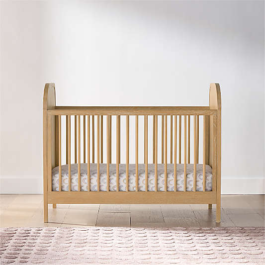 Mira Reeded Natural Oak Wood Convertible Crib