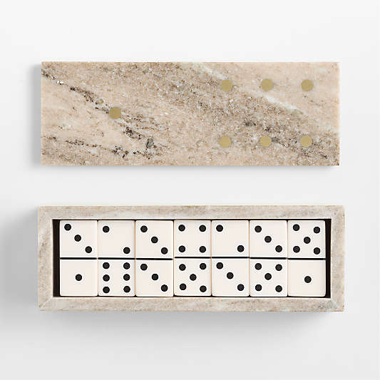 Marble Box with Resin Dominoes Game Set