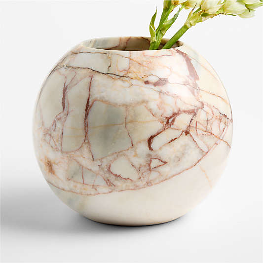 Marble Round Ball Vase 7"