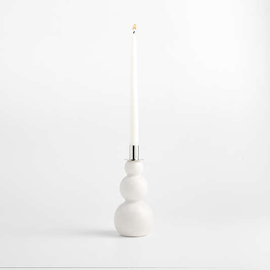 Marble Snowman Taper Candle Holder, Large 9"