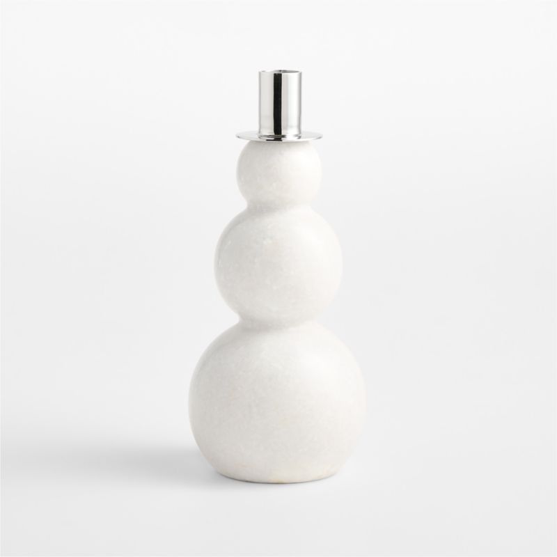 Marble Snowman Taper Candle Holder, Large 9" - image 2 of 4