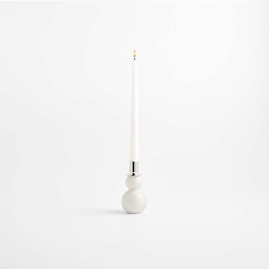 Marble Snowman Taper Candle Holder, Small 5.5"