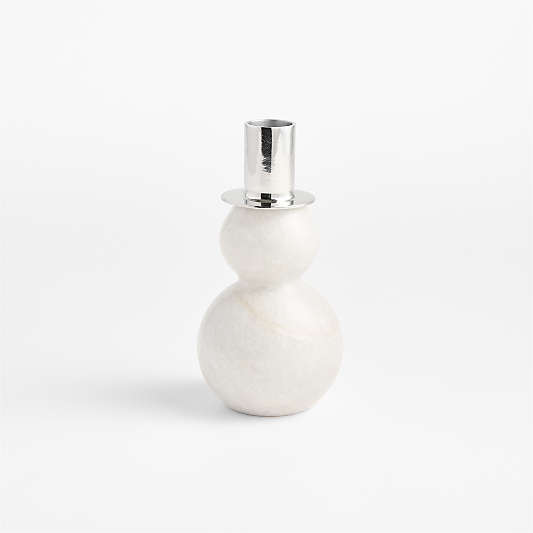Marble Snowman Taper Candle Holders