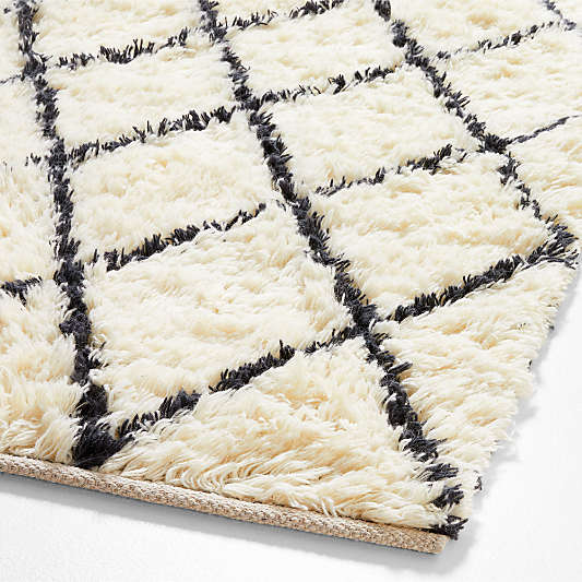 Moroccan Arlequin Diamond Wool Charcoal Kids Area Rug 8x10