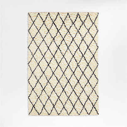 Moroccan Arlequin Diamond Wool Charcoal Kids Area Rug 8x10