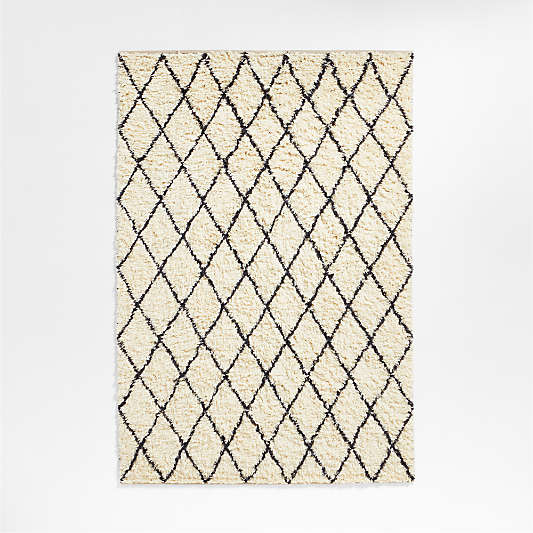 Moroccan Arlequin Diamond Wool Charcoal Kids Area Rug 8x10