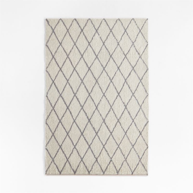 Moroccan Arlequin Diamond Wool Light Grey Kids Area Rug 5x8