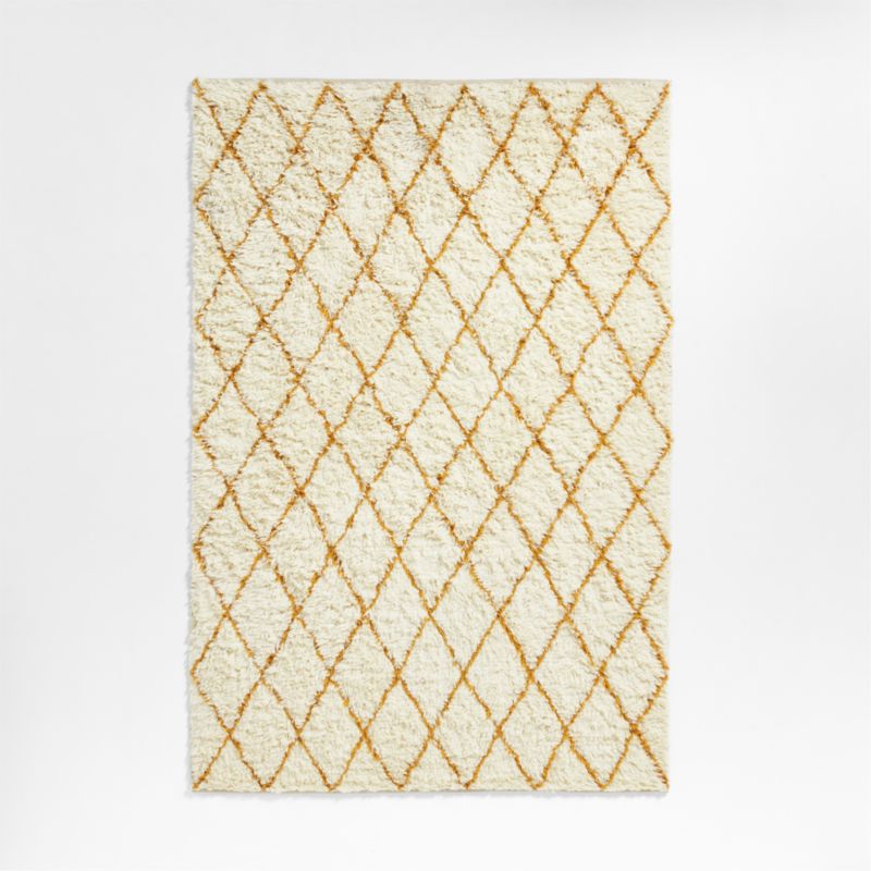 Moroccan Arlequin Diamond Wool Yellow Kids Area Rug 8x10 - image 0 of 12