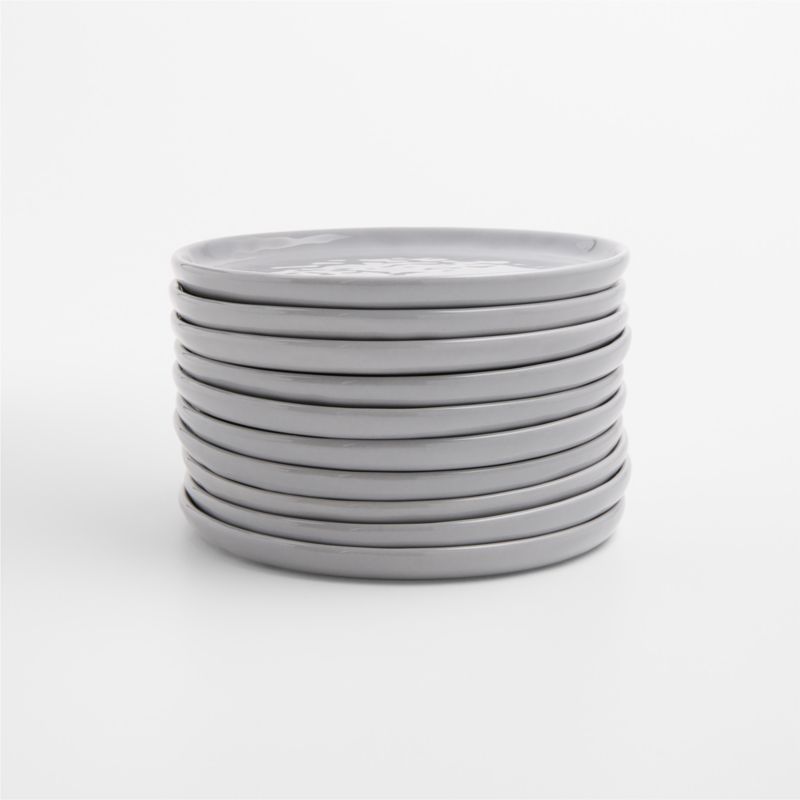 Viewing product image Mercer Grey Round Stoneware Appetizer Plates, Set of 10 - image 1 of 5