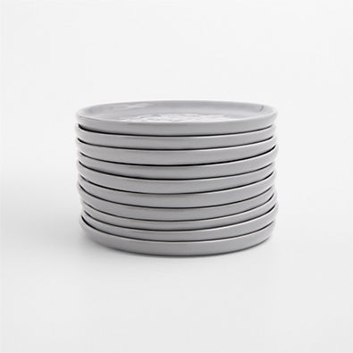View Mercer Grey Round Stoneware Appetizer Plates, Set of 10 details