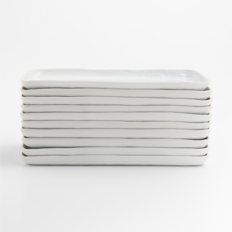 Viewing product image Mercer White Rectangular Porcelain Plates, Set of 10 - image 1 of 5