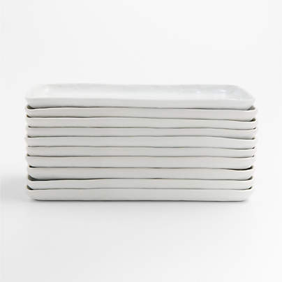 Mercer White Rectangular Porcelain Plates, Set of 10