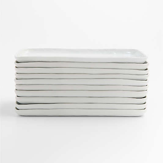 Mercer White Rectangular Porcelain Plates, Set of 10