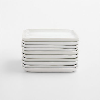 View Mercer White Square Porcelain Appetizer Plates, Set of 10 details