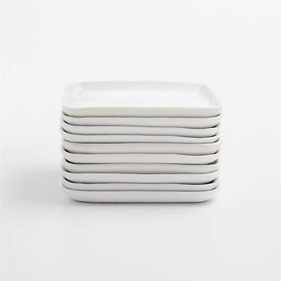 Mercer White Square Porcelain Appetizer Plates, Set of 10