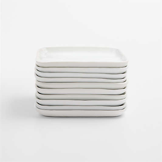 Mercer White Square Porcelain Appetizer Plates, Set of 10