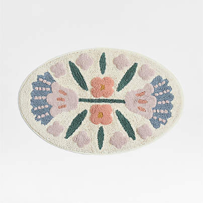 Marrakech Floral Border 100% Organic Cotton Kids Bath Mat