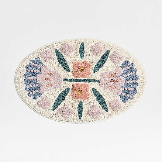 Marrakech Floral Border Cotton Kids Bath Mat