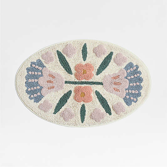Marrakech Floral Border 100% Organic Cotton Kids Bath Mat