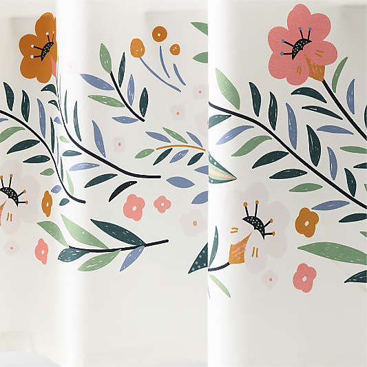 Marrakech Floral Border 100% Organic Cotton Kids Shower Curtain