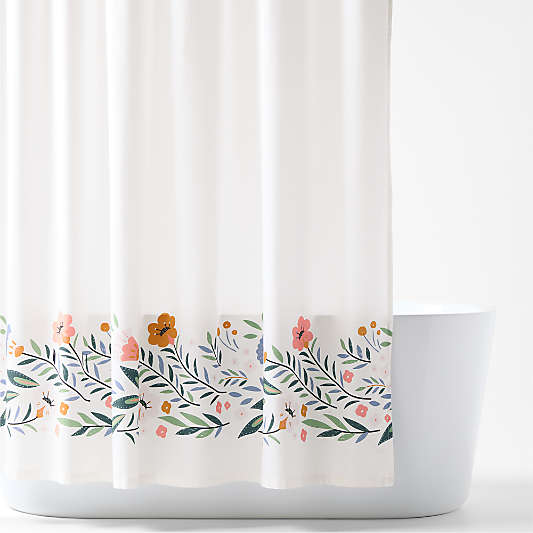 Marrakech Floral Border 100% Organic Cotton Kids Shower Curtain