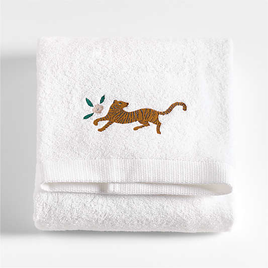 Marrakech Floral Embroidered Organic Cotton Kids Bath Towel