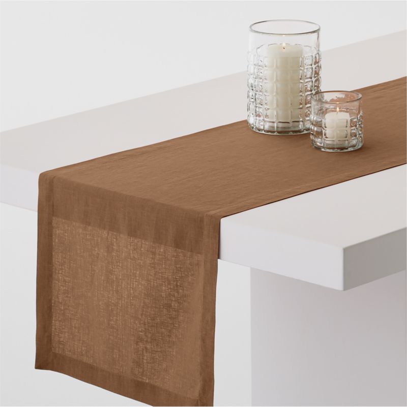 Viewing product image Marin 120" Maple Brown EUROPEAN FLAX -Certified Linen Table Runner - image 1 of 2