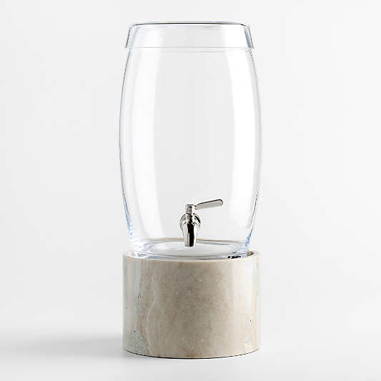 Marin 2.7-Gallon Glass Drink Dispenser with Tuscan Marble Stand