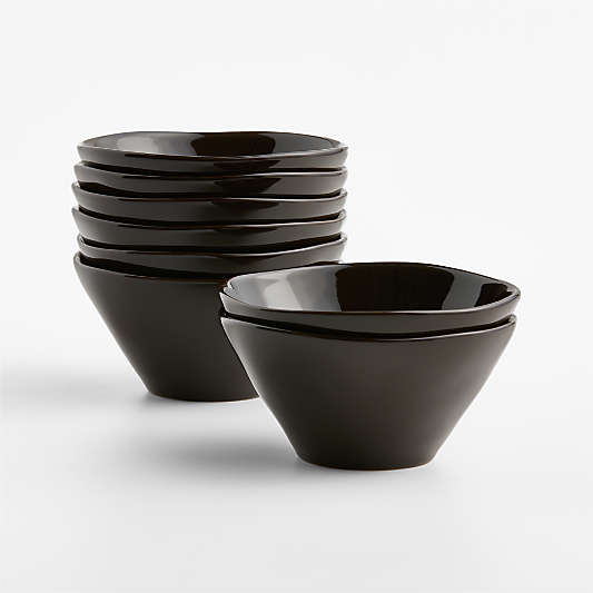 Marin Deep Brown Stoneware Cereal Bowls, Set of 8