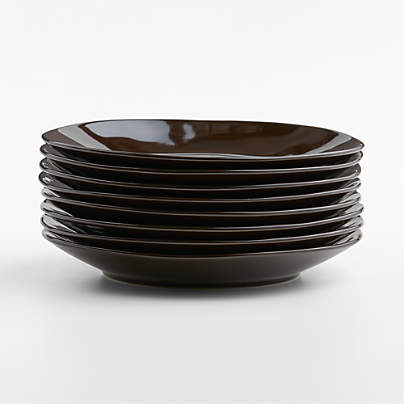 Marin Deep Brown Stoneware Dinner Plates, Set of 8